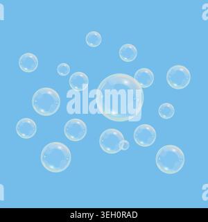 Soap bubble set white and transparent. Vector design. Stock Vector