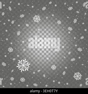 Snowflakes on transparent gradient square background. Vector design. Stock Vector