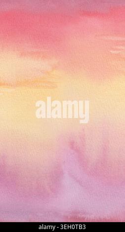 Warm watercolor background with peach, coral and blush tones. Soft abstract texture inspired by sunset skies, perfect for branding, prints, invitation Stock Photo