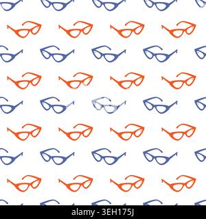 Playful seamless sunglasses pattern in colorful minimalist outline style with trendy summer atmosphere. Vector illustration perfect for textile print, wallpaper, packaging design or digital paper, tag Stock Vector