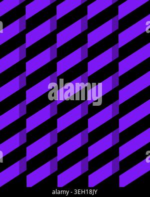abstract diagonal purple and black stripes across vertical columns with 3d folded ribbon effect for modern digital wallpapers and tech backdrops Stock Vector