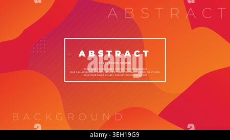 Abstract red and orange background with dynamic gradient liquid fluid shapes, fine diagonal line textures, and a central white text layout frame. Stock Vector