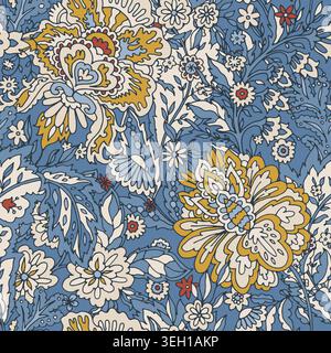 Ornate Vintage Chintz Floral Textile Design Stock Vector