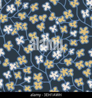 Hand Drawn Ditsy Floral Branches Pattern Stock Vector