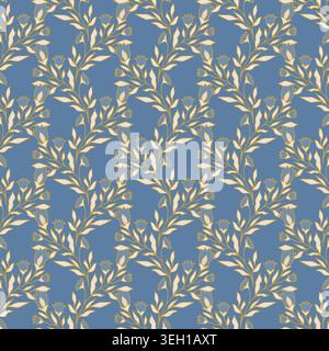 Delicate Climbing Bluebell Vine Fabric Design Stock Vector
