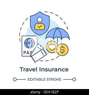 Travel insurance multi color concept icon Stock Vector