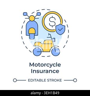 Motorcycle insurance multi color concept icon Stock Vector