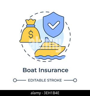 Boat insurance multi color concept icon Stock Vector
