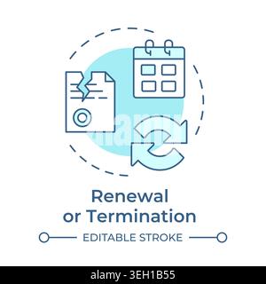 Renewal and termination soft blue concept icon Stock Vector