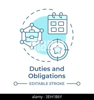 Duties and obligations soft blue concept icon Stock Vector