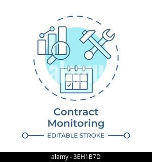 Contract monitoring soft blue concept icon Stock Vector