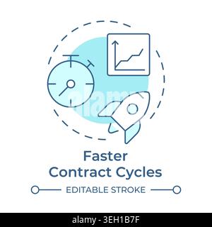 Faster contract cycles soft blue concept icon Stock Vector