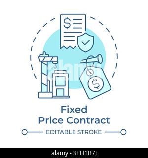 Fixed price contract soft blue concept icon Stock Vector