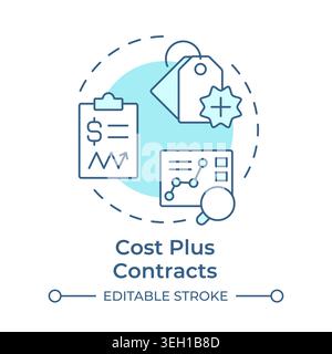 Cost plus contracts soft blue concept icon Stock Vector