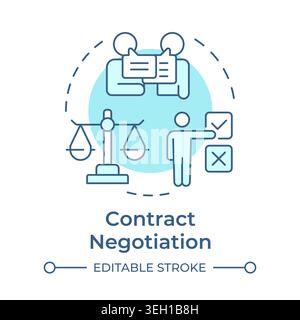 Contract negotiation soft blue concept icon Stock Vector