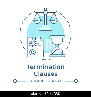 Termination clauses soft blue concept icon Stock Vector