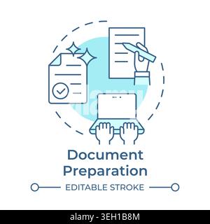 Document preparation soft blue concept icon Stock Vector