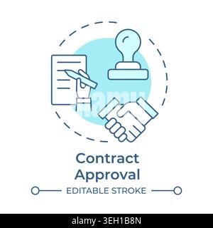 Contract approval soft blue concept icon Stock Vector