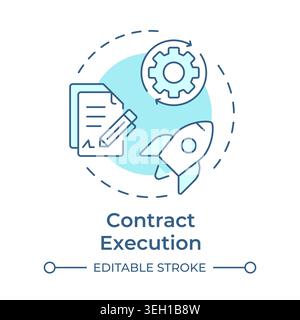 Contract execution soft blue concept icon Stock Vector