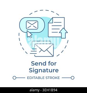 Send for signature soft blue concept icon Stock Vector