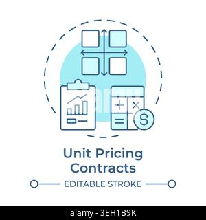 Unit pricing contracts soft blue concept icon Stock Vector