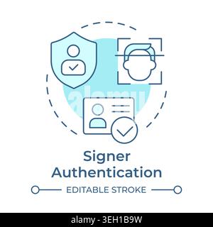 Signer authentication soft blue concept icon Stock Vector