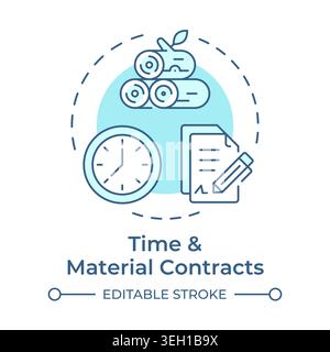 Time and material contracts soft blue concept icon Stock Vector