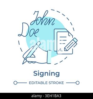 Signing soft blue concept icon Stock Vector