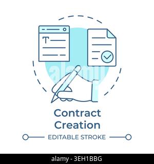 Contract creation soft blue concept icon Stock Vector