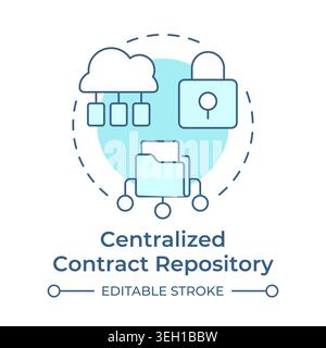 Centralized contract repository soft blue concept icon Stock Vector