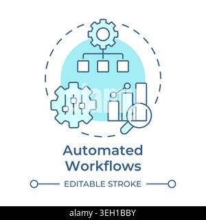 Automated workflows soft blue concept icon Stock Vector