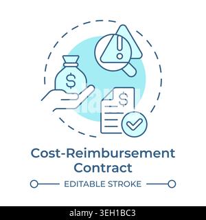 Cost reimbursement contract soft blue concept icon Stock Vector