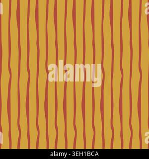 Hand Drawn Ochre Yellow Vertical Stripes Stock Vector
