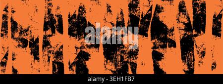 Grunge brush texture strokes in bold rectangle banner. Rough paint marks and halftone ink pattern create strong graphic background for poster or text Stock Vector