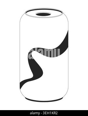 Wavy aluminum soda can 2D line object Stock Vector