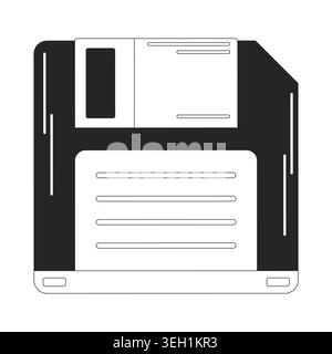 Retro floppy disk 2D line object Stock Vector