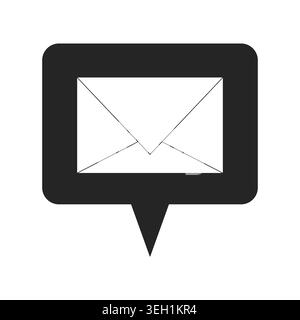 Message bubble with envelope 2D line object Stock Vector