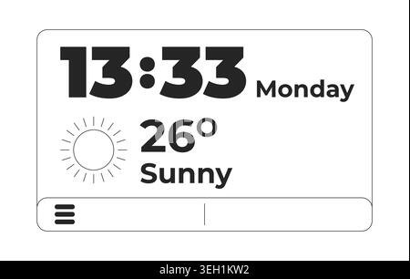 Weather and time display widget 2D line object Stock Vector