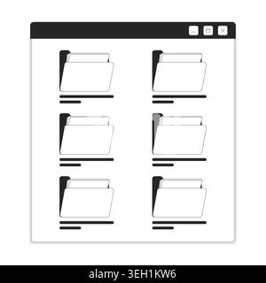 File manager window with folders 2D line object Stock Vector