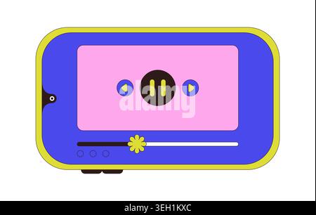 Mobile video player interface 2D cartoon object Stock Vector
