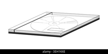 Compact disc case 2D line object Stock Vector