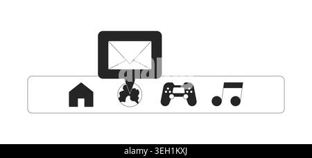 New email notification over Y2K computer UI 2D line object Stock Vector