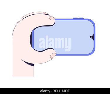 Closeup hand gripping empty phone in landscape mode instruction graphic Stock Vector