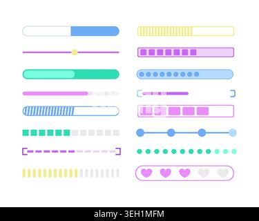Progress bar and loading UI overlay element set Stock Vector