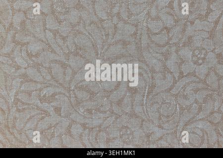 Vintage floral tapestry fabric texture in neutral beige tones Stock Photo