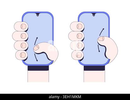 Swipe gesture with thumb on blank phone instruction graphic Stock Vector