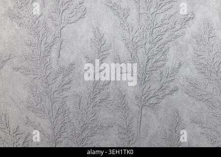 Grey tapestry fabric with elegant branching tree pattern Stock Photo