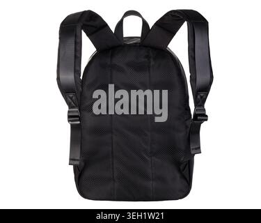 Black Backpack Back View Isolated On White Stock Photo