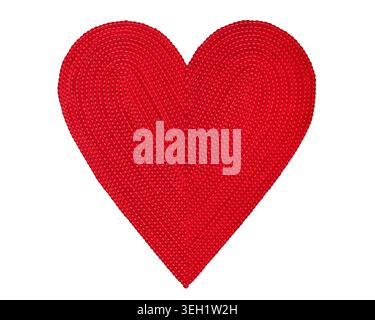 Red Woven Heart Shape Mat On White Stock Photo