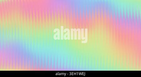 Ribbed holographic surface with pastel rainbow gradient. Abstract 3d texture with iridescent light effect and vertical corrugated pattern. Corrugated Stock Vector